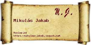 Mikulás Jakab névjegykártya